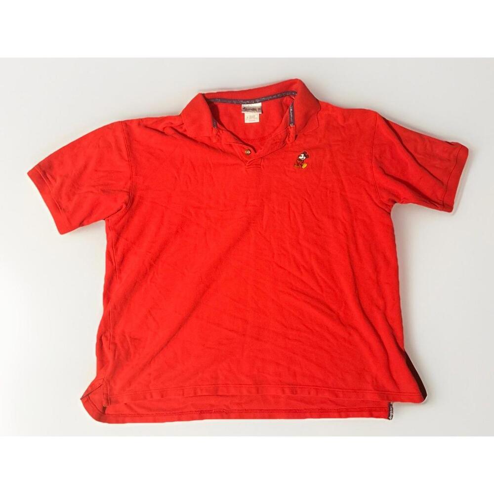 Vintage Micky Mouse Walt Disney World Polo Shirt Adult XL Red Logo Short Sleeve